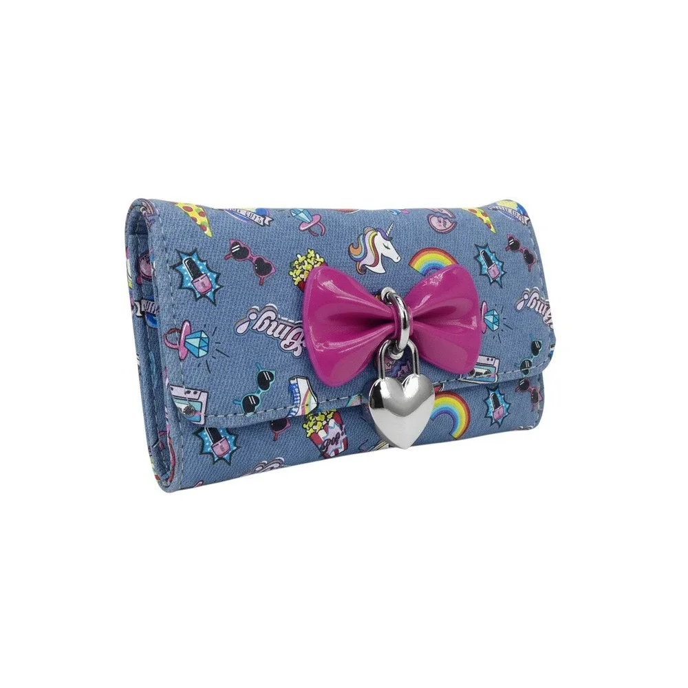Claire's Trifold Wallet Girls OS Blue New Unicorn Rainbow Bow Heart Padlock